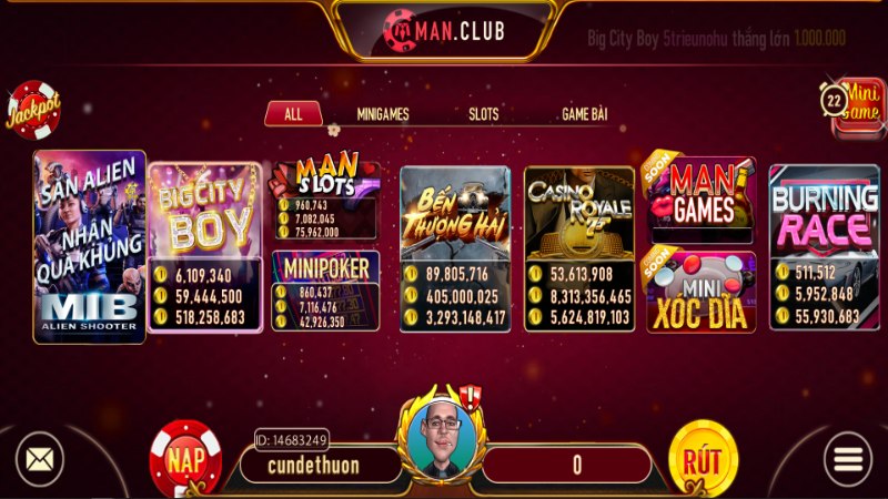 Manclub cung cấp phiên bản chơi game trên điện thoại